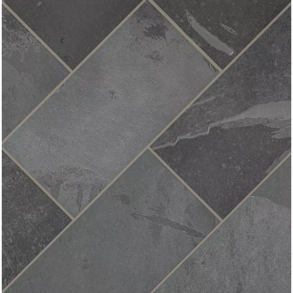 Montauk Black 12x24 Slate Natural Textured Stone Look Floor and Wall Tile, SHDMONBLK1224G, 10sf, 5 pcs, 9.652mm, 56 lbs, FINAL PRICE: $1.59/sf, $15.90/box + Tax