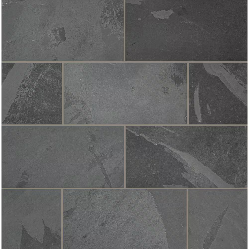 Montauk Black 12x24 Slate Natural Textured Stone Look Floor and Wall Tile, SHDMONBLK1224G, 10sf, 5 pcs, 9.652mm, 56 lbs, FINAL PRICE: $1.59/sf, $15.90/box + Tax