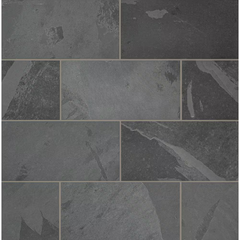 Montauk Black 12x24 Slate Natural Textured Stone Look Floor and Wall Tile, SHDMONBLK1224G, 10sf, 5 pcs, 9.652mm, 56 lbs, FINAL PRICE: $1.59/sf, $15.90/box + Tax