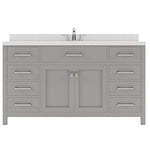 Virtu USA Caroline 60-in Cashmere Gray Undermount Single Sink Bathroom Vanity with Custom Quartz Top, MS-2060-CQTSQ-CG