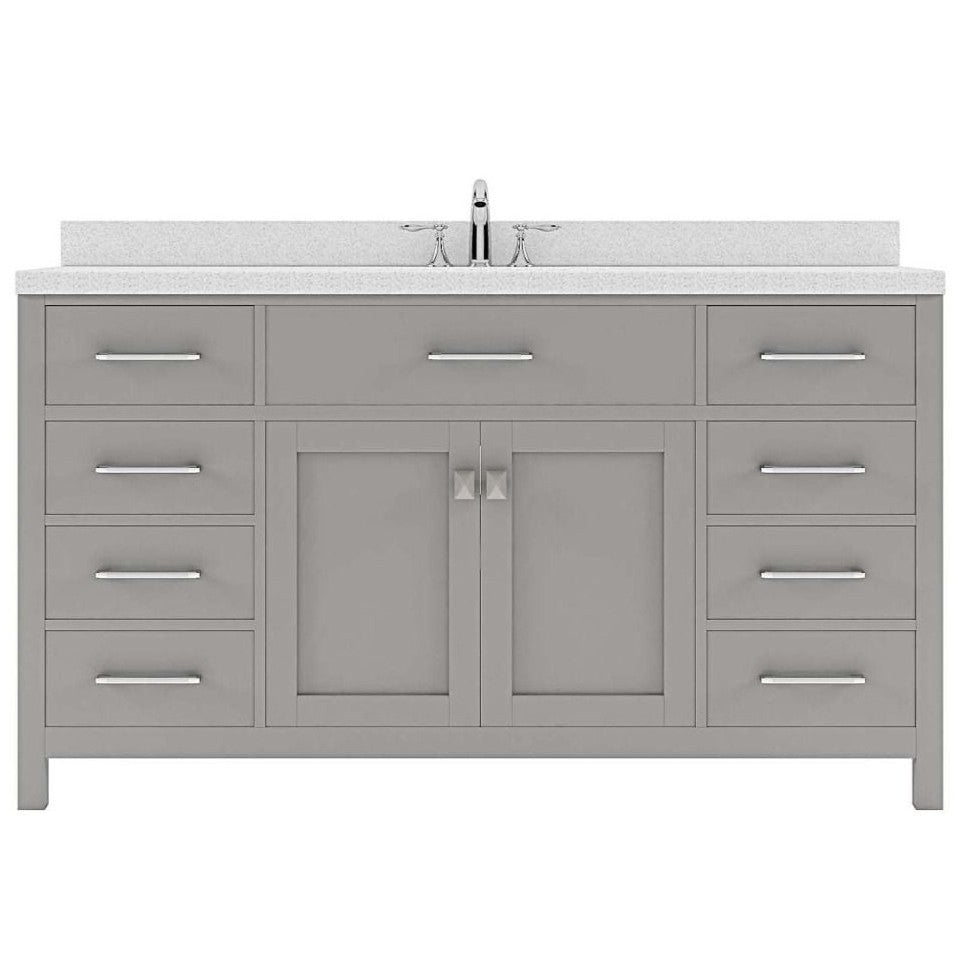 Virtu USA Caroline 60-in Cashmere Gray Undermount Single Sink Bathroom Vanity with Custom Quartz Top, MS-2060-CQTSQ-CG