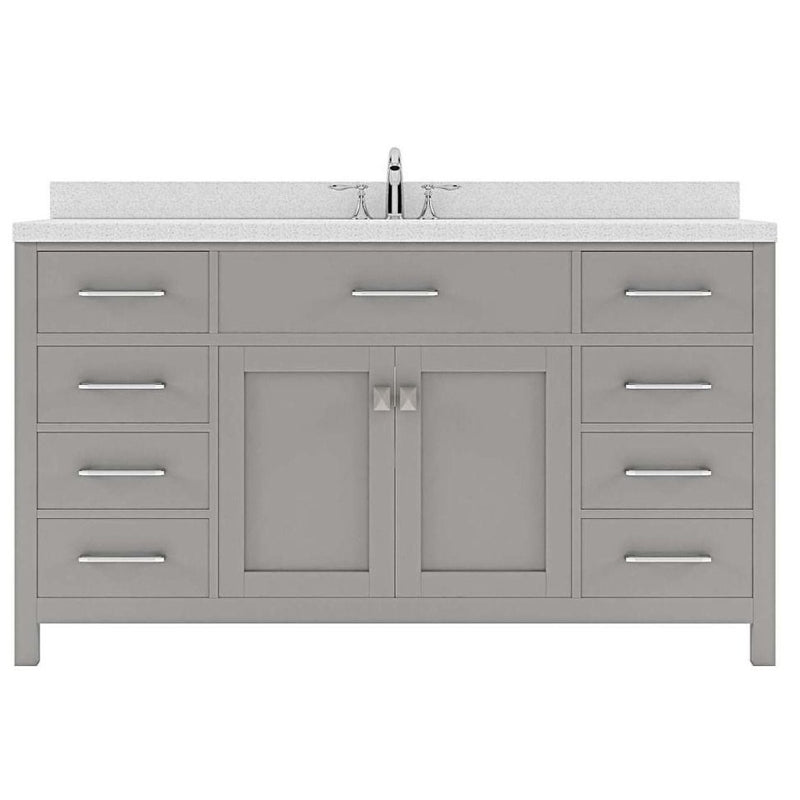 Virtu USA Caroline 60-in Cashmere Gray Undermount Single Sink Bathroom Vanity with Custom Quartz Top, MS-2060-CQTSQ-CG