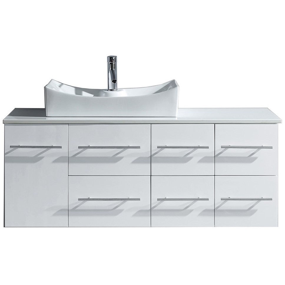 Ceanna 55 Single Bathroom Virtu Vanity Set in White, MS-430-S-WH