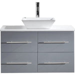 Virtu Vanity Marsala 35-in Gray Single Sink Bathroom Vanity with White Marble Countertop, MS-565-WM-GR
