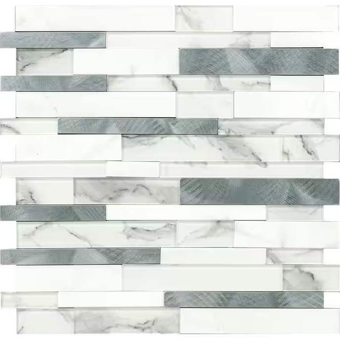 Denali Frost 12x12 Textured Glass Interlocking Peel and Stick Mosaic, SMOT-PNS-DENFRO-4MM, 20sf, 20 pcs, 36 lbs, FINAL PRICE: $3.99/pc, $79.80/box + Tax