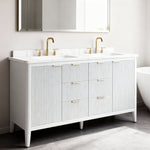 Tulip 72-in Double Sink Vanity with Engineered Carrara Top in White, Tulip13072WH [FB315], FINAL PRICE: $1,499.99 + TAX