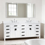 Rose 84-in Double Sink Vanity with Engineered Carrara Top in White, ROSE3084WH [FB334], Retail: $2,299.00, FINAL PRICE: $1,599.99 + TAX