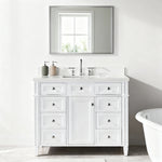Rose 42-in Single Sink Vanity with Engineered Carrara Top in White, ROSE14042WH [FB330], FINAL PRICE: $879.99 + TAX [FBM-206]