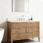 Tulip 48-in Single Sink Vanity with Engineered Carrara Top in Light Coffee, Tulip13048LC [FB319], $999, FINAL PRICE: $999.99 + TAX