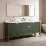 Tulip 72-in Double Sink Vanity with Engineered Carrara Top in Loden Green, Tulip13072GR [FB313], FINAL PRICE: $1,499.99 + TAX