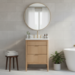 Tulip 24-in Single Sink Vanity with Engineered Carrara Top in Light Coffee, Tulip13024LC, Retail: $859.00, FINAL PRICE: $599.99+ TAX