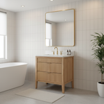 Tulip 36-in Single Sink Vanity with Engineered Carrara Top in Light Coffee, Tulip13036LC [FB321], Retail: $1,145.00, FINAL PRICE: $749.99 + TAX