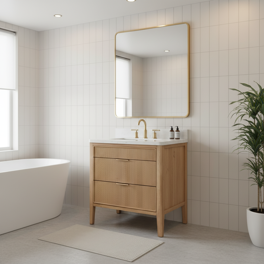 Tulip 36-in Single Sink Vanity with Engineered Carrara Top in Light Coffee, Tulip13036LC [FB321], Retail: $1,145.00, FINAL PRICE: $749.99 + TAX