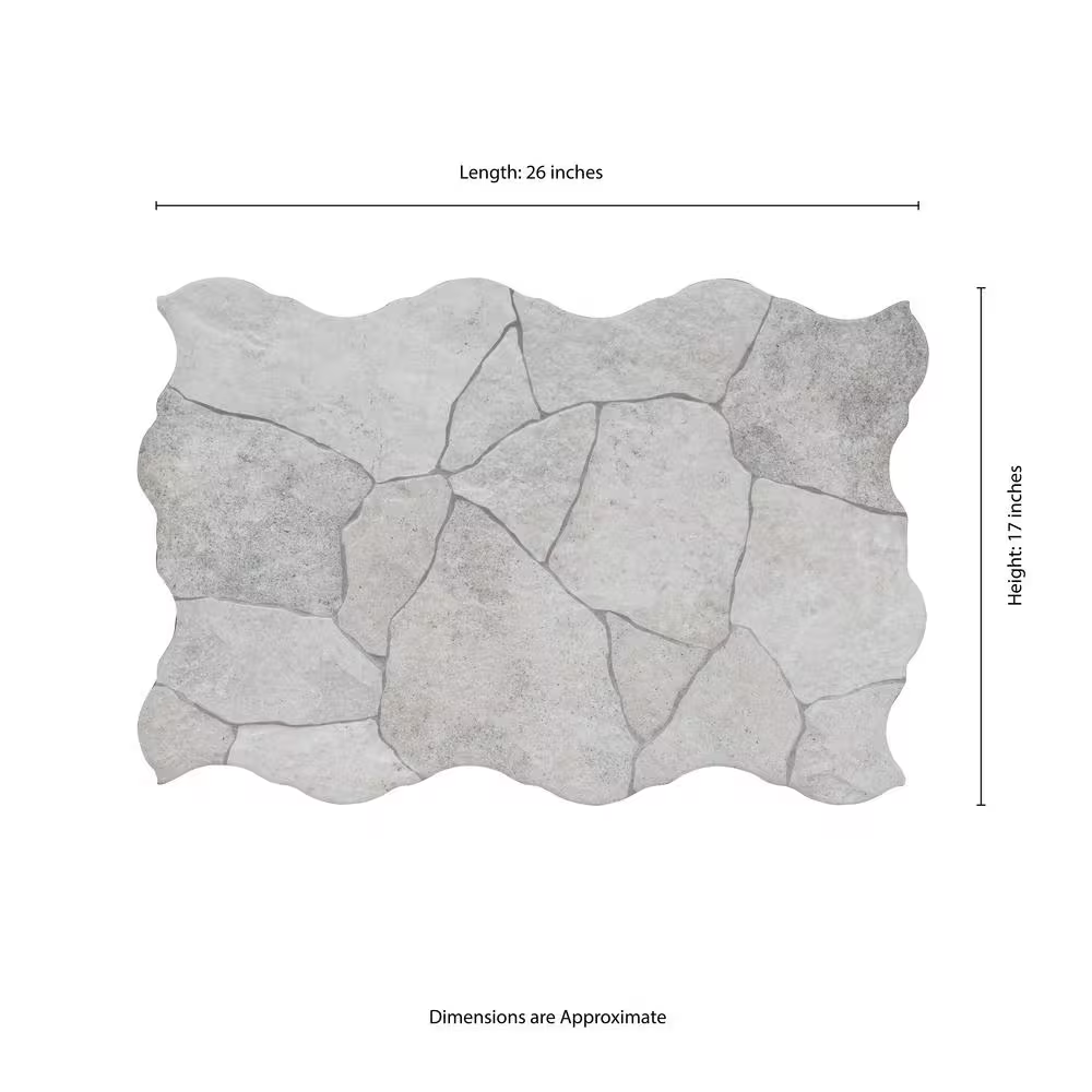 Neptune White 17x26 Matte Porcelain Flagstone Look Floor and Wall Tile, NHDNEPWHI17X26, 12.24sf, 4 pcs, 9.9mm, 60 lbs, FINAL PRICE: $1.59/sf, $19.46/box + Tax