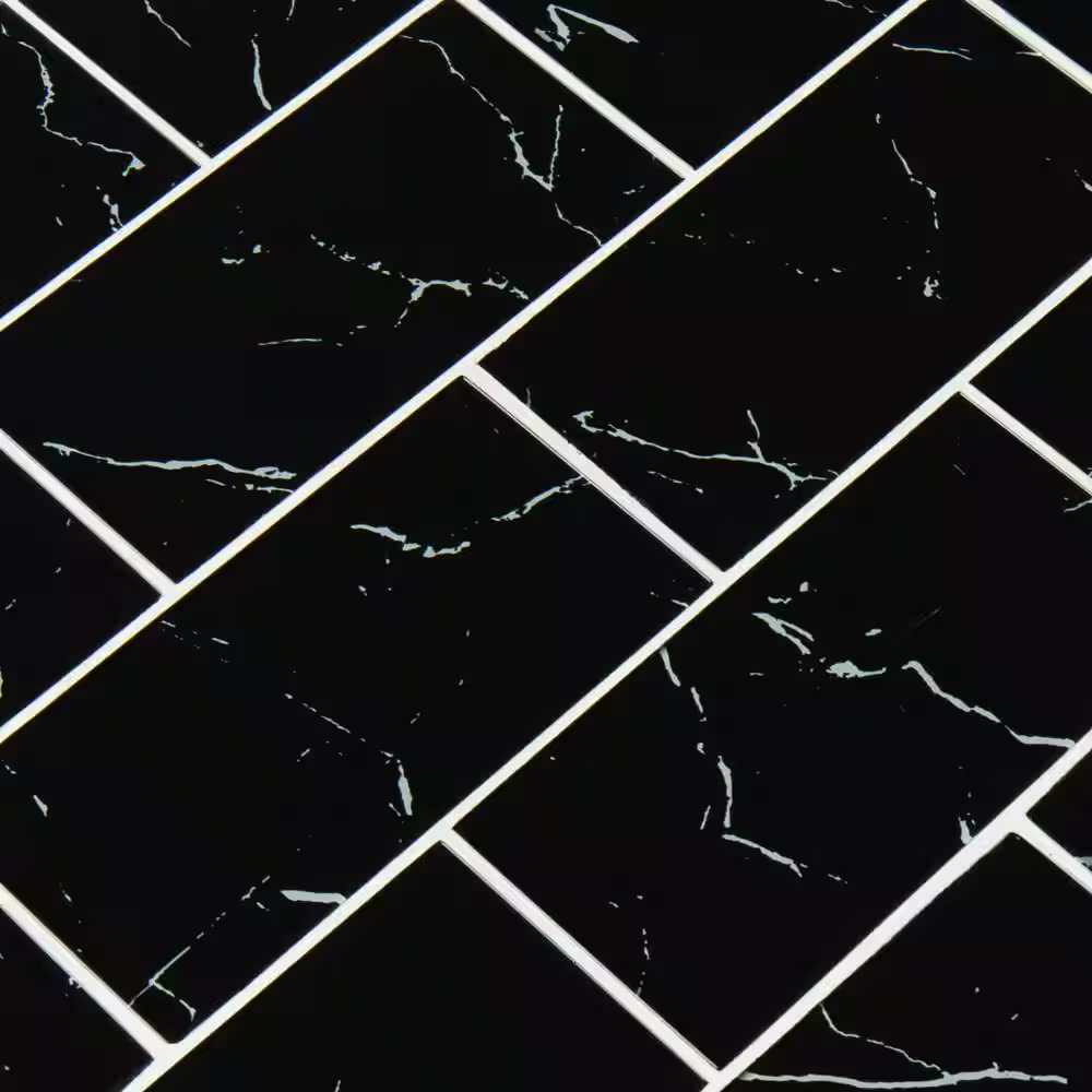Nero Marquina 3x6 Glass Subway Wall Tile, SMOT-GL-T-NERMAR36, 5sf, 40 pcs, 8mm, 22 lbs, FINAL PRICE: $3.99/sf, $19.95/box + Tax