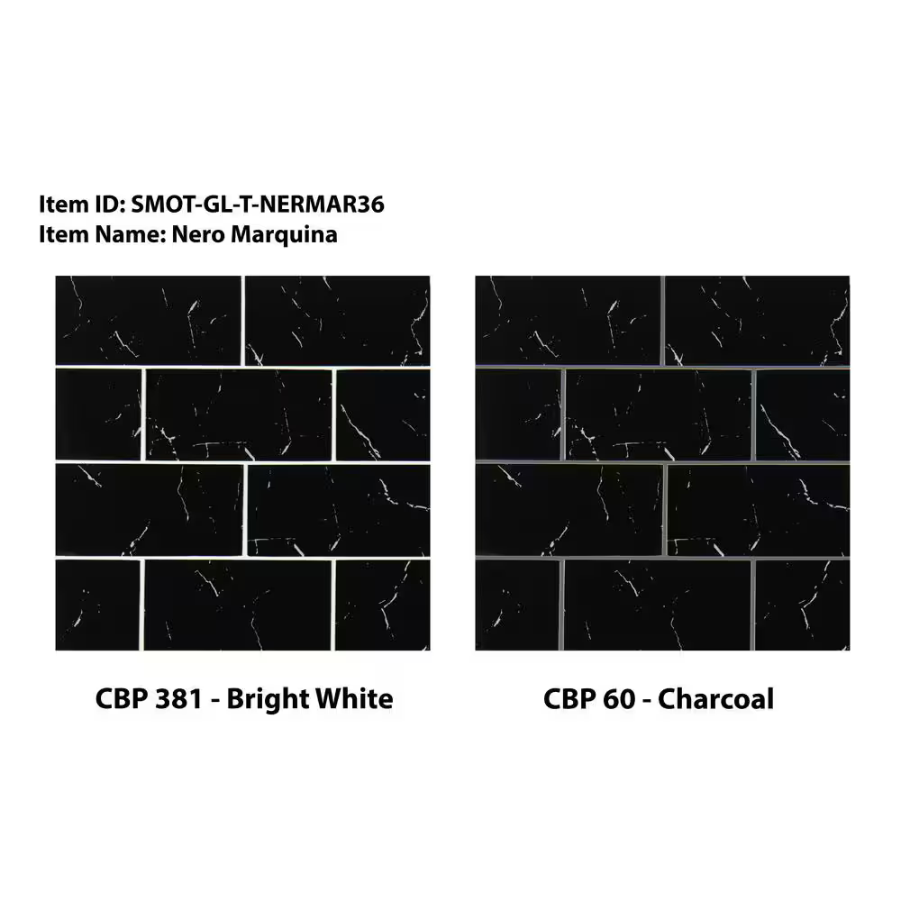 Nero Marquina 3x6 Glass Subway Wall Tile, SMOT-GL-T-NERMAR36, 5sf, 40 pcs, 8mm, 22 lbs, FINAL PRICE: $3.99/sf, $19.95/box + Tax