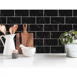 Nero Marquina 3x6 Glass Subway Wall Tile, SMOT-GL-T-NERMAR36, 5sf, 40 pcs, 8mm, 22 lbs, FINAL PRICE: $3.99/sf, $19.95/box + Tax