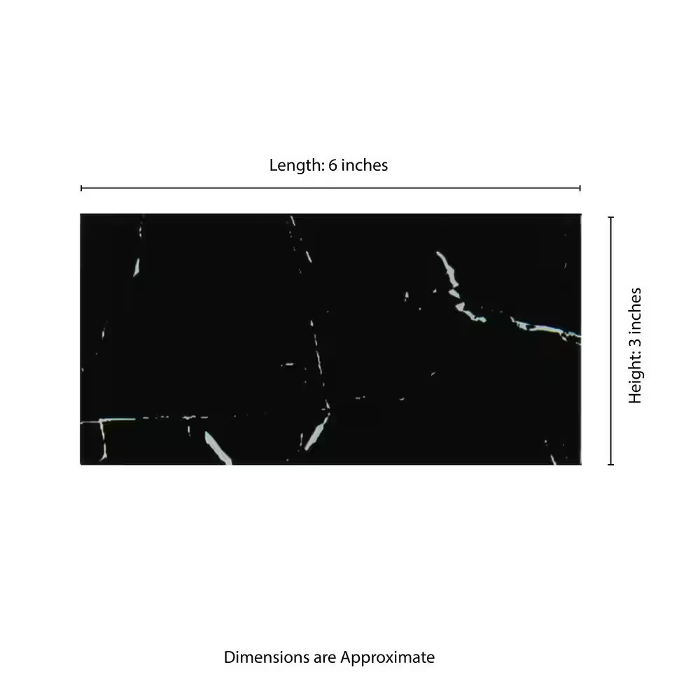 Nero Marquina 3x6 Glass Subway Wall Tile, SMOT-GL-T-NERMAR36, 5sf, 40 pcs, 8mm, 22 lbs, FINAL PRICE: $3.99/sf, $19.95/box + Tax