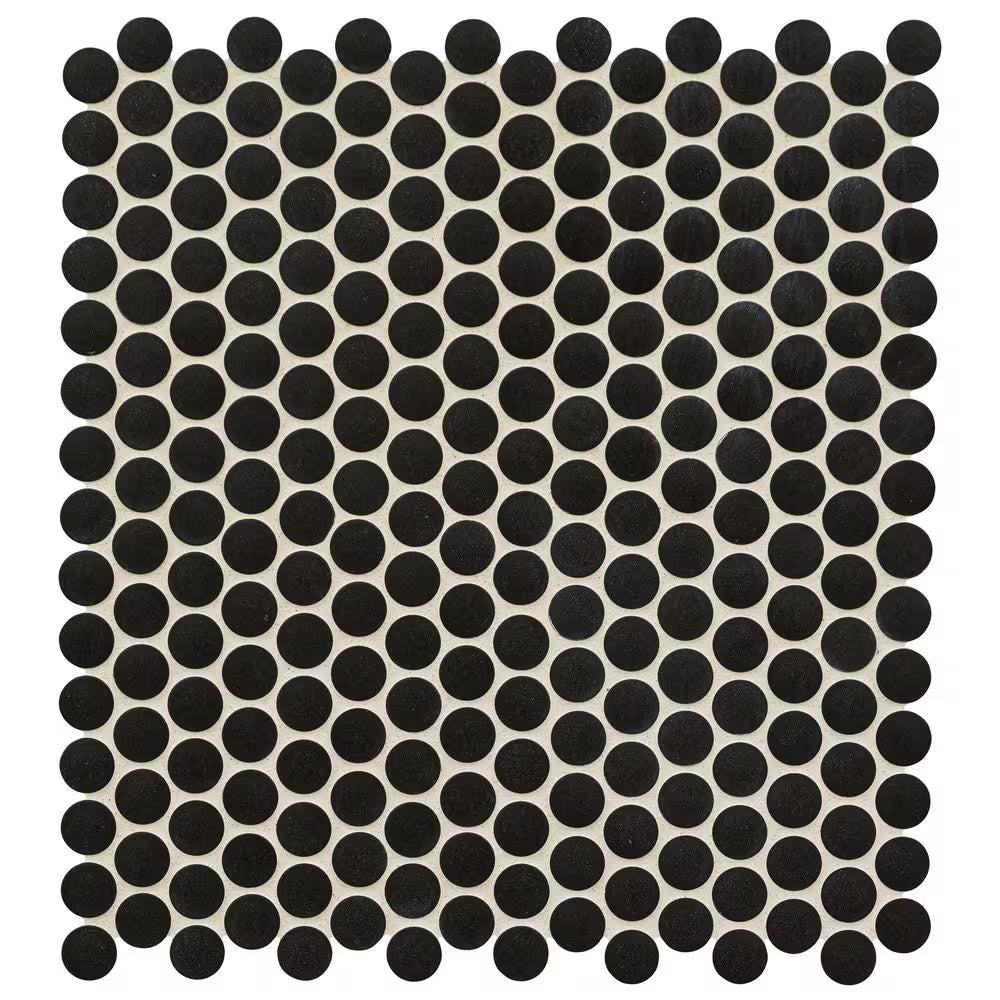 Matte Black 12x12 Penny Round Mosaic, 14.4sf, 15pcs, 31lbs, FINAL PRICE: $4.99/pc, $74.85/bx  + Tax