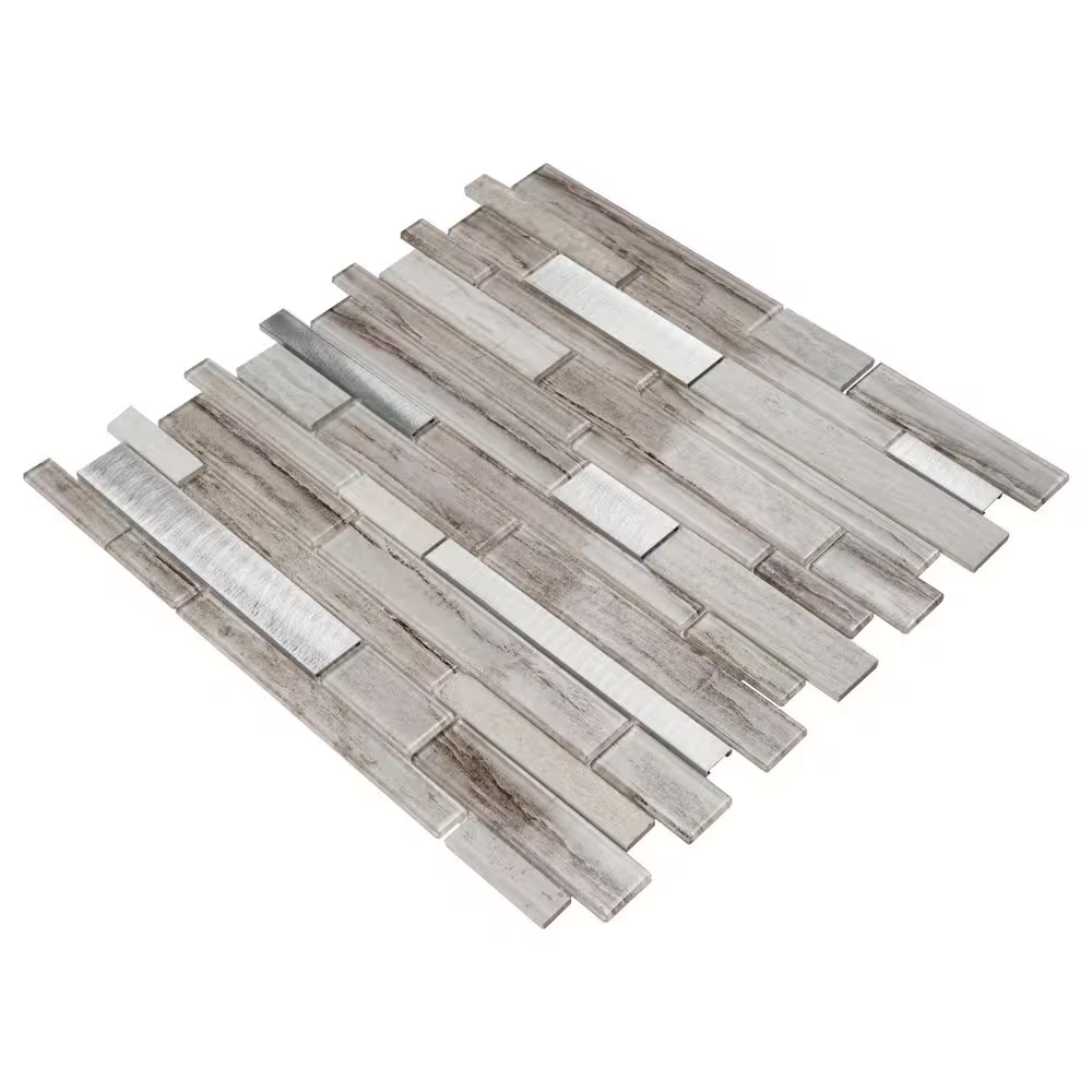 Ocotillo Blend Interlocking 12x12 Stone/Glass/Metal Mesh-Mounted Mosaic, Retail: $7.98/pc, 20 sf/bx, 20 pcs/bx, 36 lbs/bx,  FINAL PRICE: $3.99/pc, $79.80/ Box + TAX