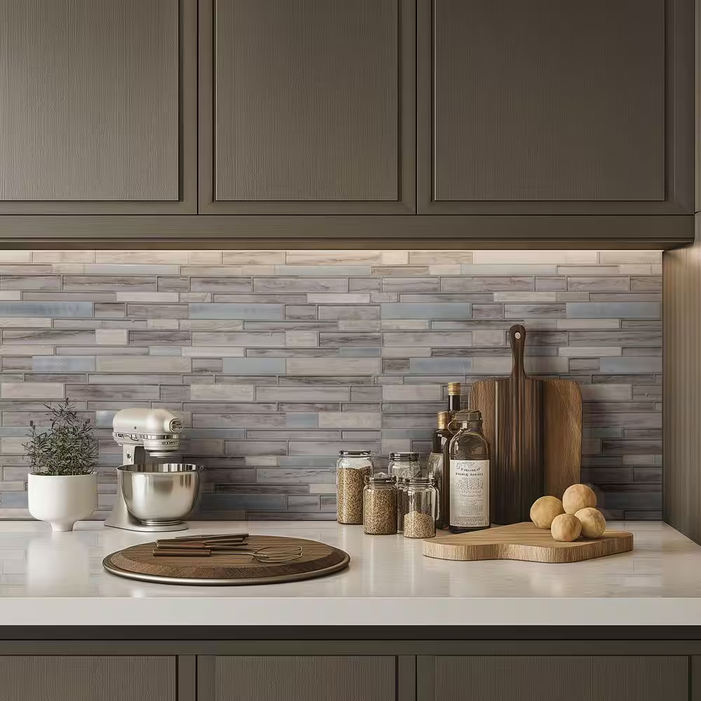 Ocotillo Blend Interlocking 12x12 Stone/Glass/Metal Mesh-Mounted Mosaic, Retail: $7.98/pc, 20 sf/bx, 20 pcs/bx, 36 lbs/bx,  FINAL PRICE: $3.99/pc, $79.80/ Box + TAX