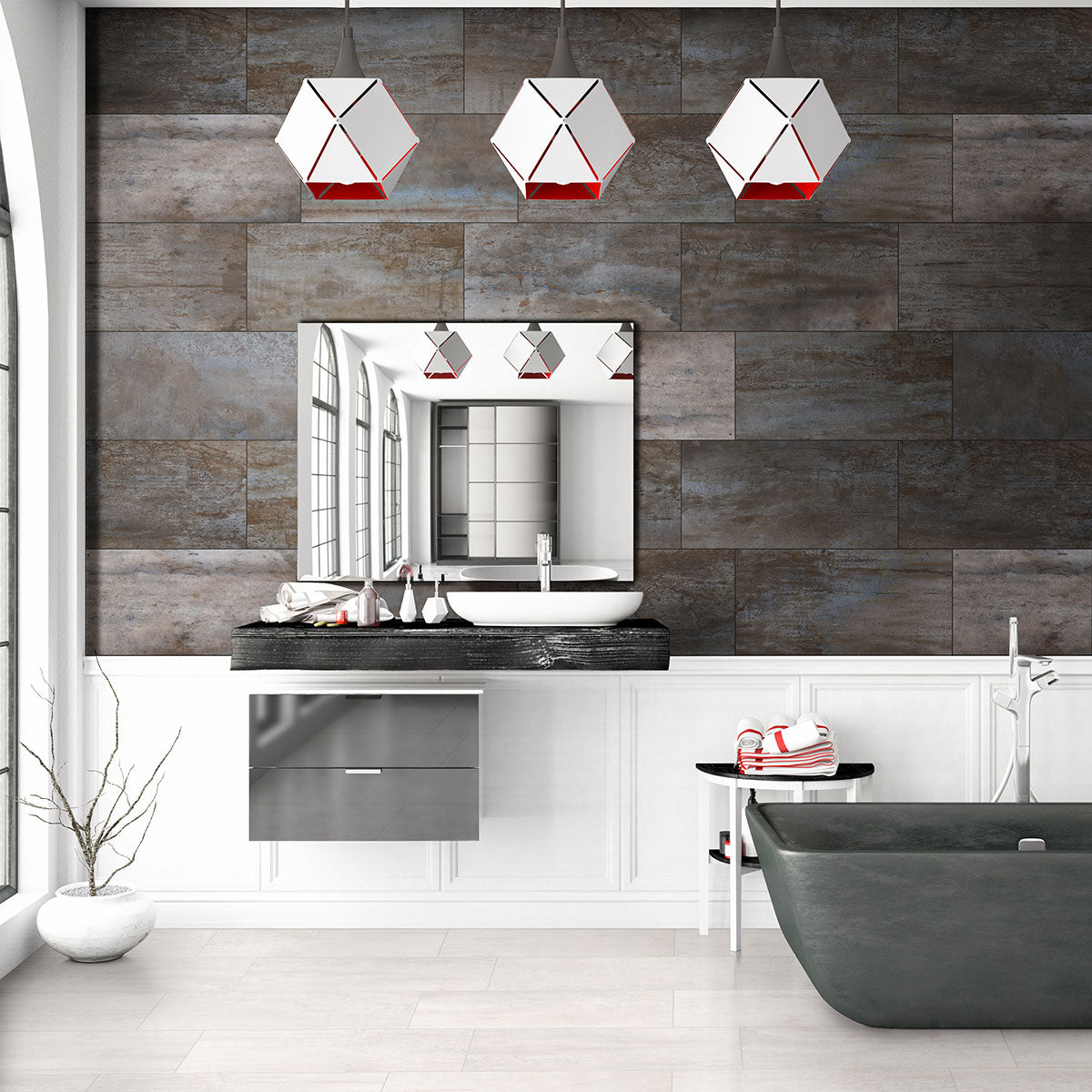 ** PALLET SALE: 14sf (1 bx) ** Oxide Iron 12x24 Matte Porcelain Tile, NOXIIRO1224, 10mm, 7pcs, 51 lbs, 14sf, Retail: $2.98/sf, FINAL PRICE: $1.49/sf, $20.86 + Tax