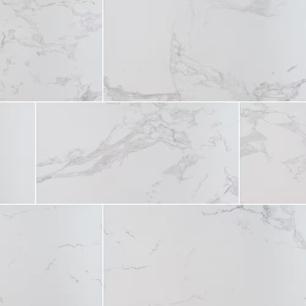 Praia Carrara 24x48 Polished Porcelain Stone Look Floor and Wall Tile, NPRACAR2448P, 8mm, 2pcs, 71 lbs, 16sf, Retail: $3.04/sf, $48.64/box/sf, FINAL PRICE: $1.99/sf, $31.84 + Tax