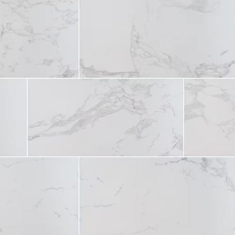 Praia Carrara 24x48 Polished Porcelain Stone Look Floor and Wall Tile, NPRACAR2448P, 8mm, 2pcs, 71 lbs, 16sf, Retail: $3.04/sf, $48.64/box/sf, FINAL PRICE: $1.99/sf, $31.84 + Tax