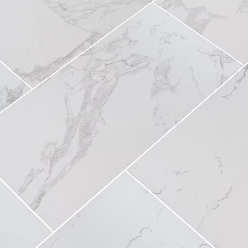 Praia Carrara 24x48 Polished Porcelain Stone Look Floor and Wall Tile, NPRACAR2448P, 8mm, 2pcs, 71 lbs, 16sf, Retail: $3.04/sf, $48.64/box/sf, FINAL PRICE: $1.99/sf, $31.84 + Tax