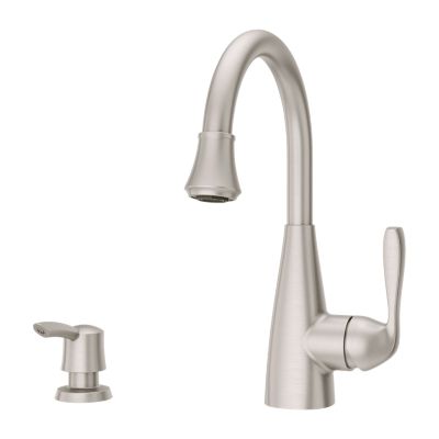 Pfister Lima 1-Handle Kitchen Faucet w/Soap Dispenser in Spot Defense Stainless Steel, F-072-7LMGS, Loc: B1, MSRP: $223.00