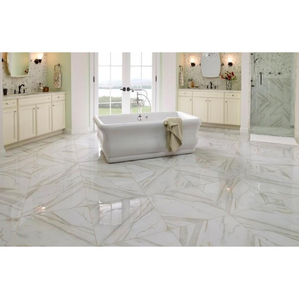 Pietra Calacatta 18x18 Polished Tile, TB-NPIECAL1818P, 13sf, 6 pcs, 9mm, 60 lbs, FINAL PRICE: $1.29/sf, $16.77/box + Tax
