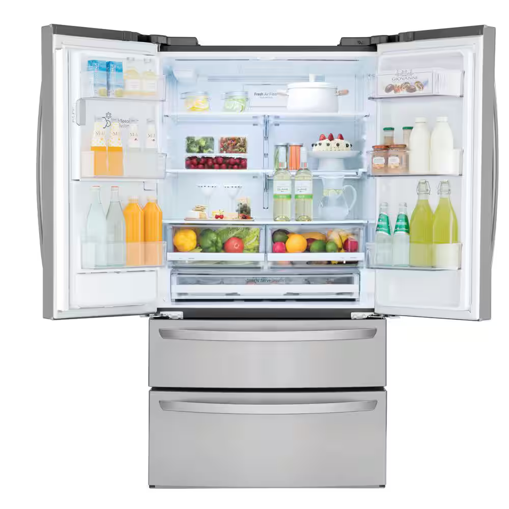 LG Standard-Depth Craft Ice 27.8-cu ft 4-Door 36-in French Door Refrigerator with Dual Ice Maker with Water and Ice Dispenser (PrintProof Stainless Steel), LRMXS2806S *JR2511, Retail: $2,799.00, FINAL PRICE: $1,499.99 + TAX