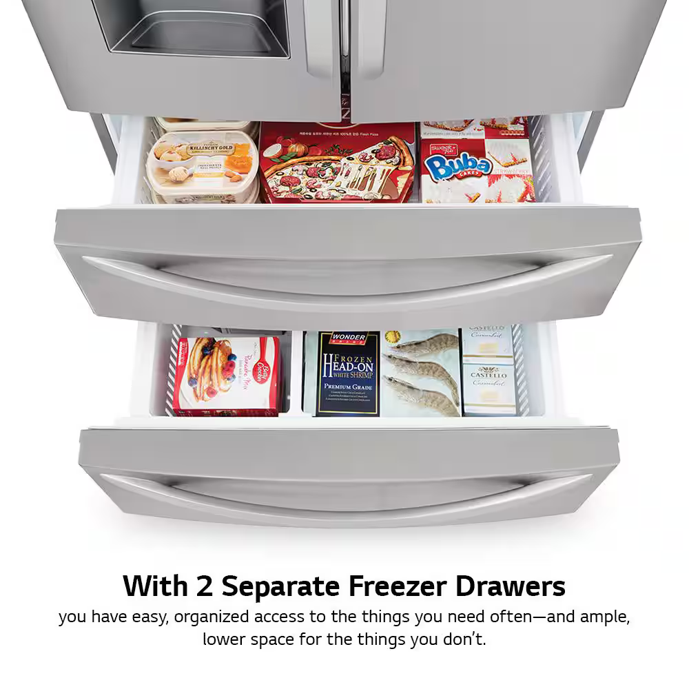 LG Standard-Depth Craft Ice 27.8-cu ft 4-Door 36-in French Door Refrigerator with Dual Ice Maker with Water and Ice Dispenser (PrintProof Stainless Steel), LRMXS2806S *JR2511, Retail: $2,799.00, FINAL PRICE: $1,499.99 + TAX