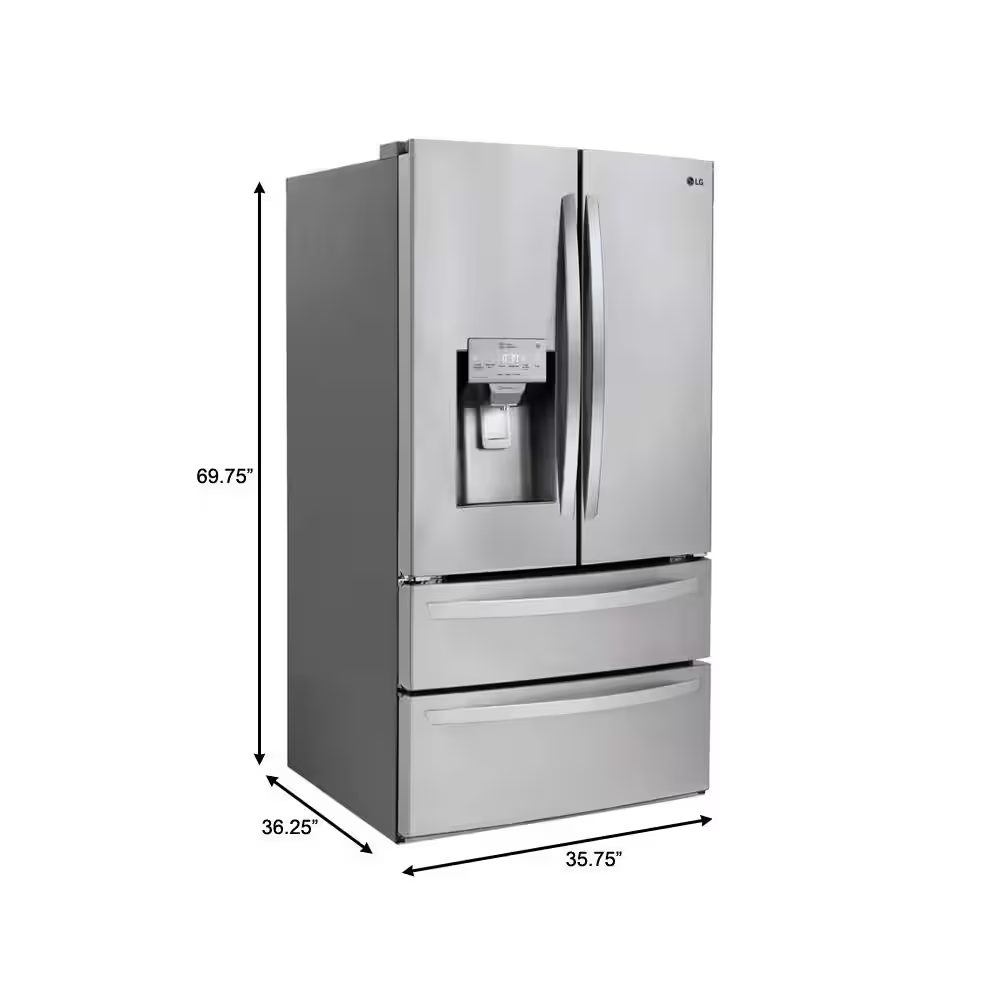 LG Standard-Depth Craft Ice 27.8-cu ft 4-Door 36-in French Door Refrigerator with Dual Ice Maker with Water and Ice Dispenser (PrintProof Stainless Steel), LRMXS2806S *JR2511, Retail: $2,799.00, FINAL PRICE: $1,499.99 + TAX