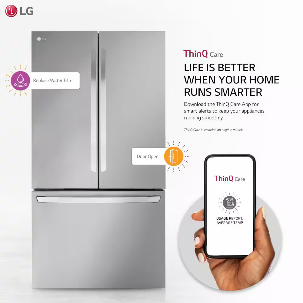 LG Counter-Depth MAX 26.5-cu ft 3-Door 36-in French Door Refrigerator with Ice Maker with Water Dispenser (Stainless Steel), LRFLC2706S/01 *JR2511, Retail: $3,199.00, FINAL PRICE: $1,379.99 + TAX