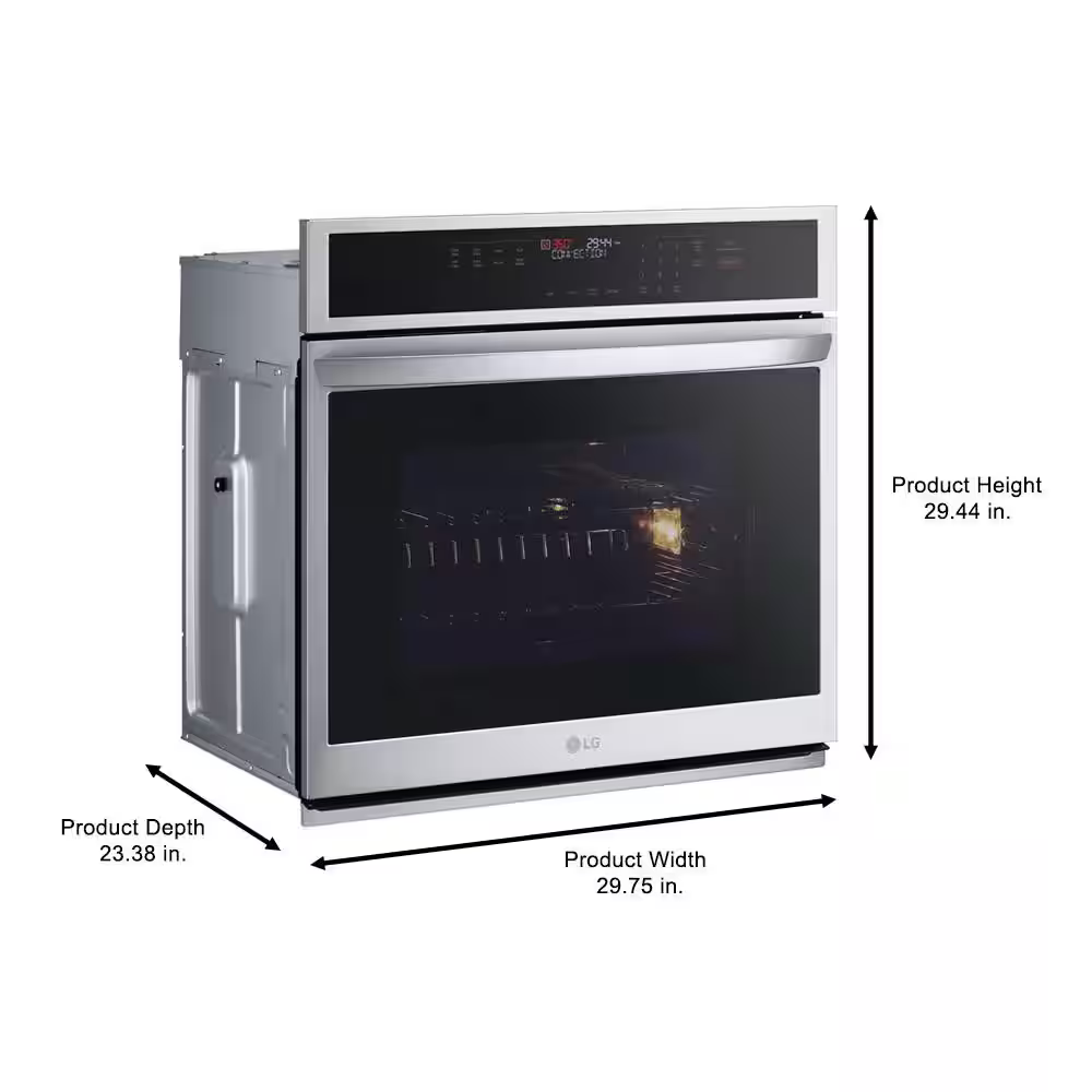 LG Air Fry with Easy Clean 30-in Smart Compatible Single Electric Wall Oven with Air Fry Single-fan and Self-cleaning ( PrintProof Stainless Steel ), WSEP4723F/00 *HD2507, Retail: $2,199.00, FINAL PRICE: $999.99 + TAX