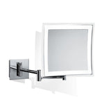 Square LED Wall-Mounted Cosmetic Mirror in Polished Chrome