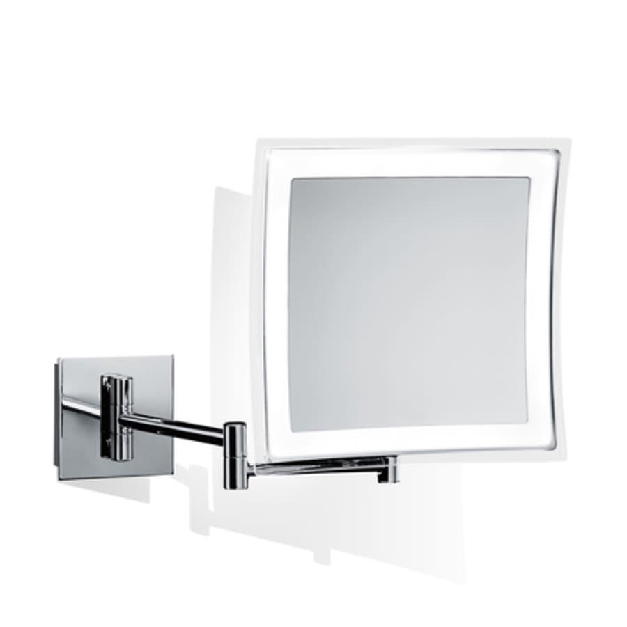Square LED Wall-Mounted Cosmetic Mirror in Polished Chrome