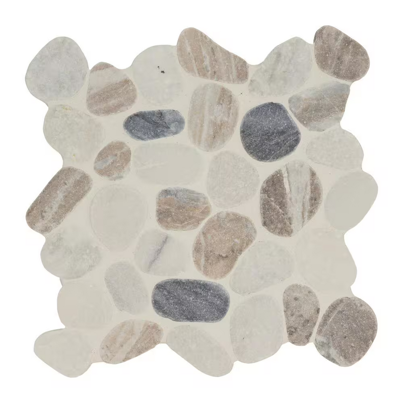 Puebla Griege Pebble 12x12 Marble Mesh-Mounted Mosaic Floor and Wall Tile, SMOT-PEB-PUEGREI, 9.1sf, 10 pcs, 40 lbs, FINAL PRICE: $5.99/pc, $59.9/box + Tax