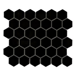 Retro Nero 2 in. Hexagon Tile 11x12 Matte Porcelain Mesh-Mounted Mosaic, SMOT-PT-RETNERO-2HEXM, 14.4sf, 15 pcs, 38 lbs, FINAL PRICE: $3.99/pc, $59.85/box + Tax
