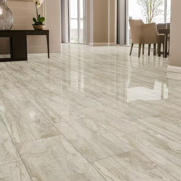 Romagna Ivory 12x24 Polished Porcelain Floor and Wall Tile, 16sf, 8 pcs, 9mm, 72 lbs, FINAL PRICE: $0.99/sf, $15.84/box + Tax
