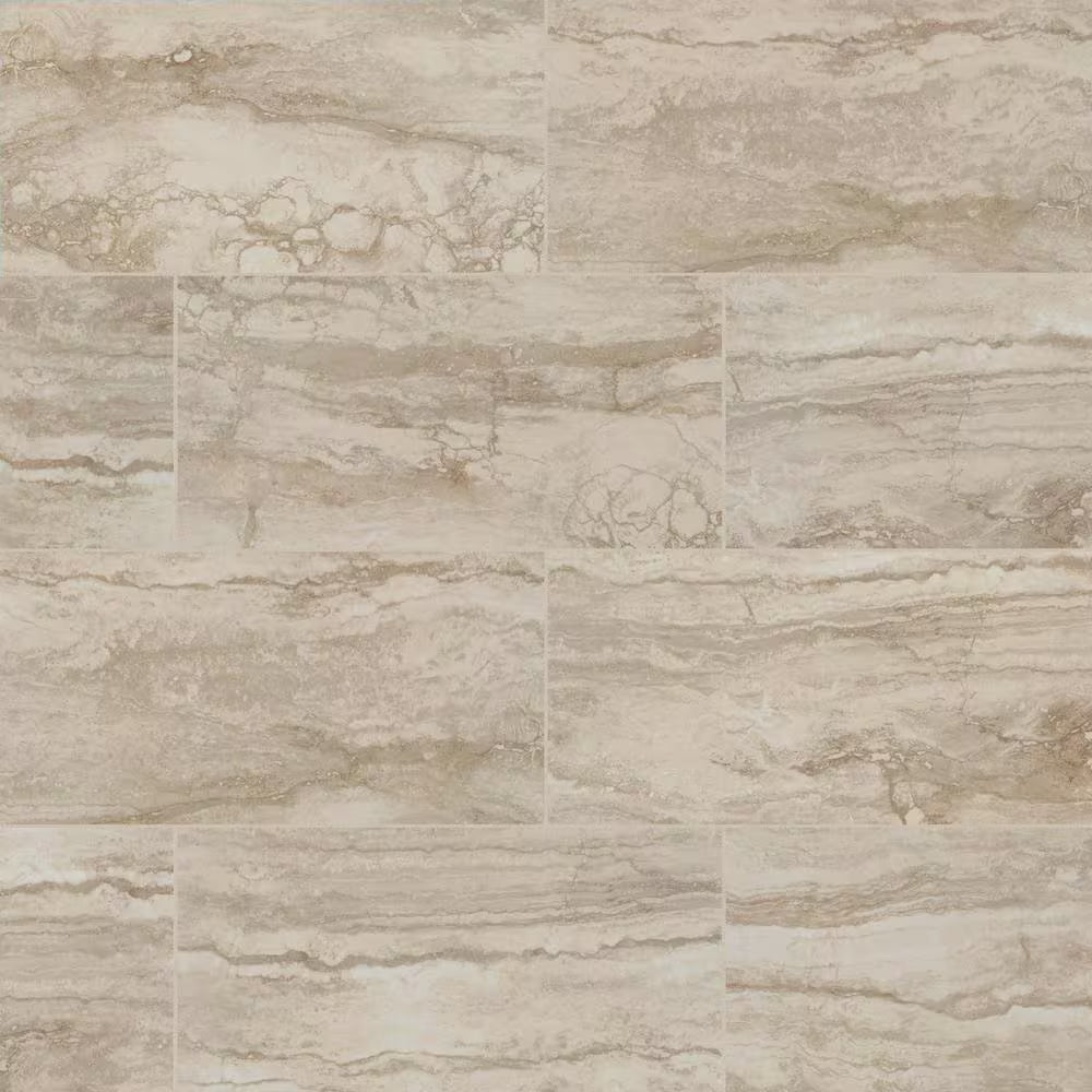 Romagna Ivory 12x24 Polished Porcelain Floor and Wall Tile, 16sf, 8 pcs, 9mm, 72 lbs, FINAL PRICE: $0.99/sf, $15.84/box + Tax