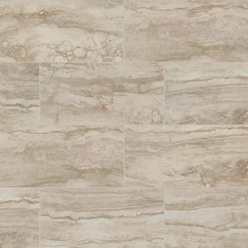 Romagna Ivory 12x24 Polished Porcelain Floor and Wall Tile, 16sf, 8 pcs, 9mm, 72 lbs, FINAL PRICE: $0.99/sf, $15.84/box + Tax