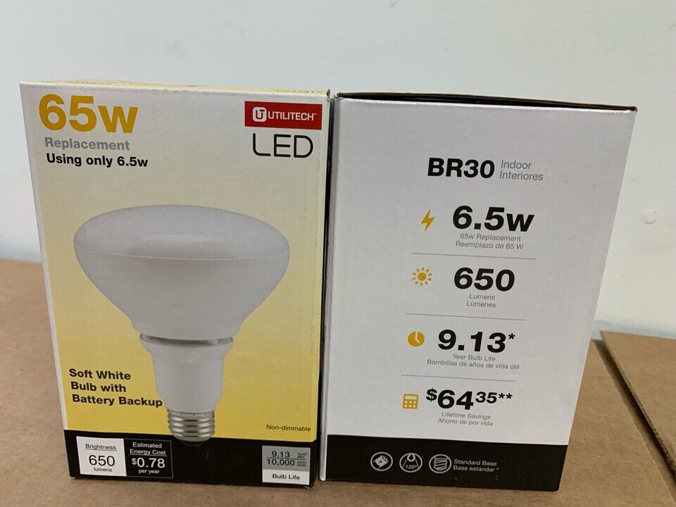 Utilitech 65W SOFT WHITE BR30 FLOOD 2PK, 0777485