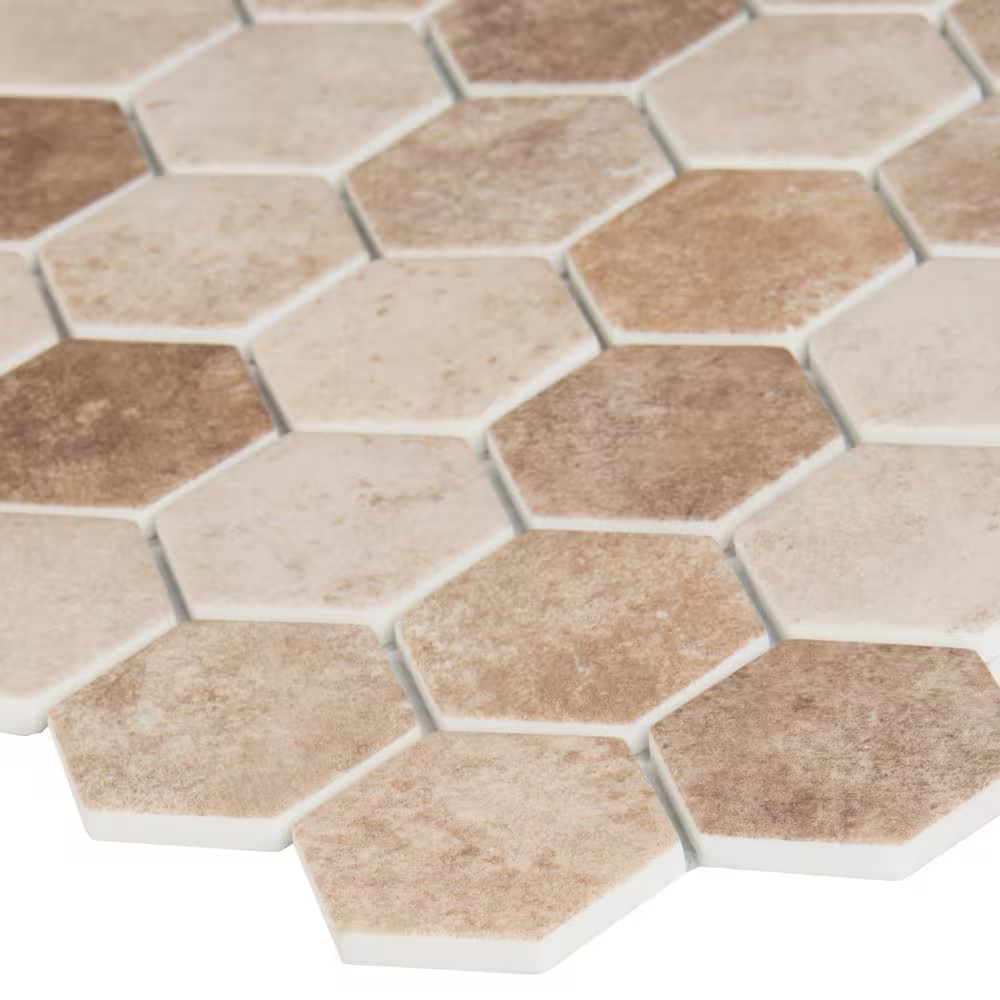 Sandhills 2-in Hexagon 12x12 Glass Mesh-Mounted Mosaic, GLS-SAND6MM, 14.7sf, 15 pcs, 45 lbs, FINAL PRICE: $6.99/pc, $102.26/box + Tax