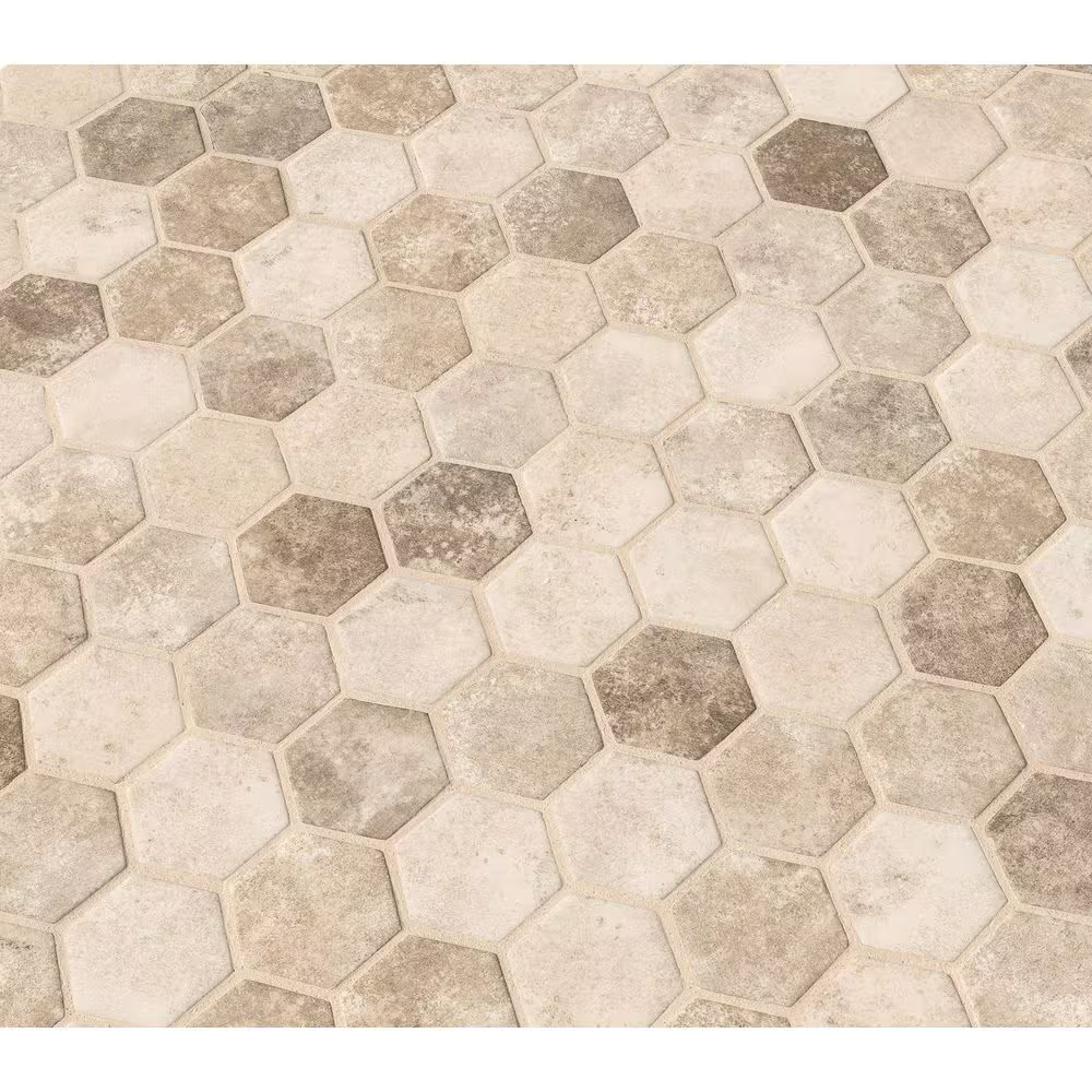 Sandhills 2-in Hexagon 12x12 Glass Mesh-Mounted Mosaic, GLS-SAND6MM, 14.7sf, 15 pcs, 45 lbs, FINAL PRICE: $6.99/pc, $102.26/box + Tax