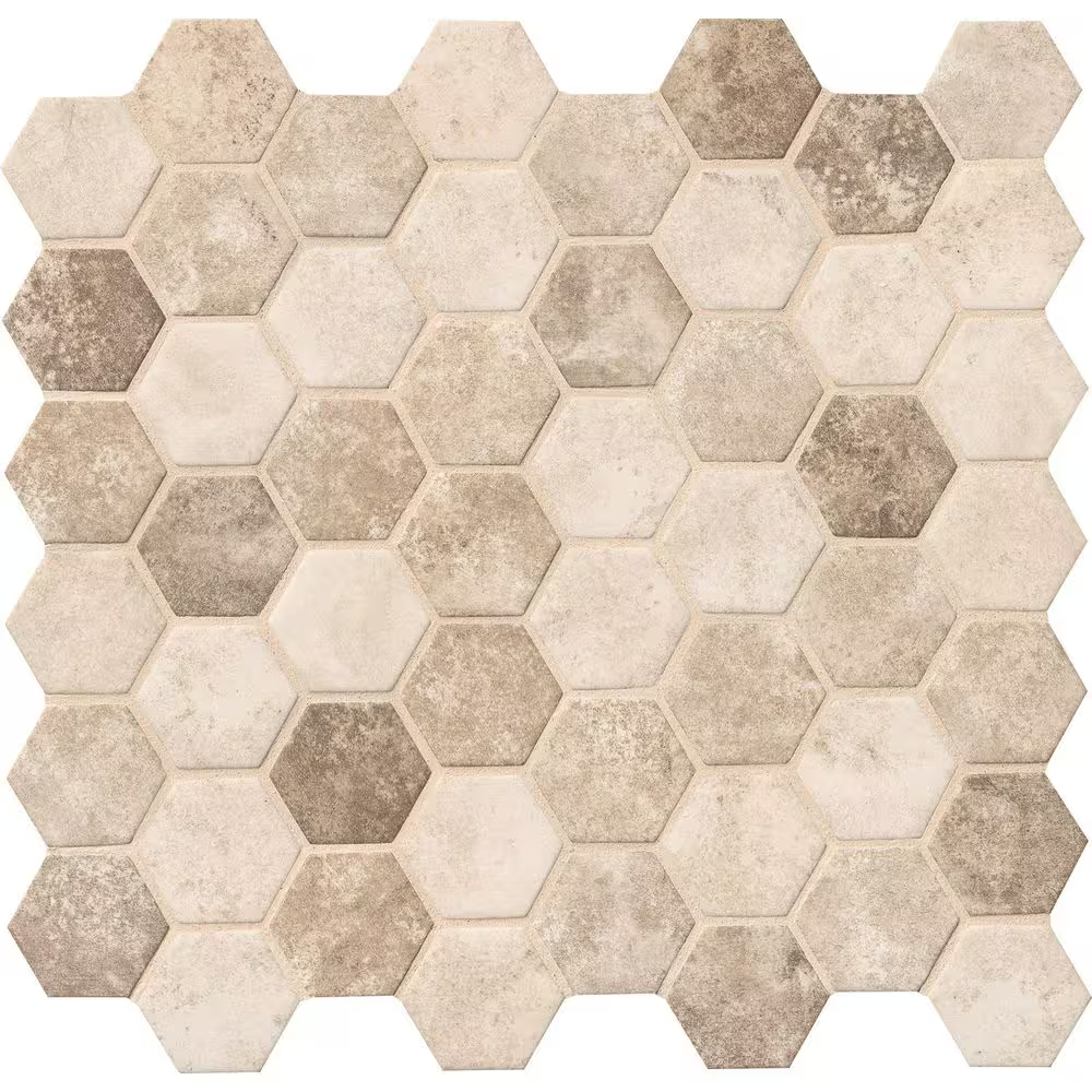 Sandhills 2-in Hexagon 12x12 Glass Mesh-Mounted Mosaic, GLS-SAND6MM, 14.7sf, 15 pcs, 45 lbs, FINAL PRICE: $6.99/pc, $102.26/box + Tax