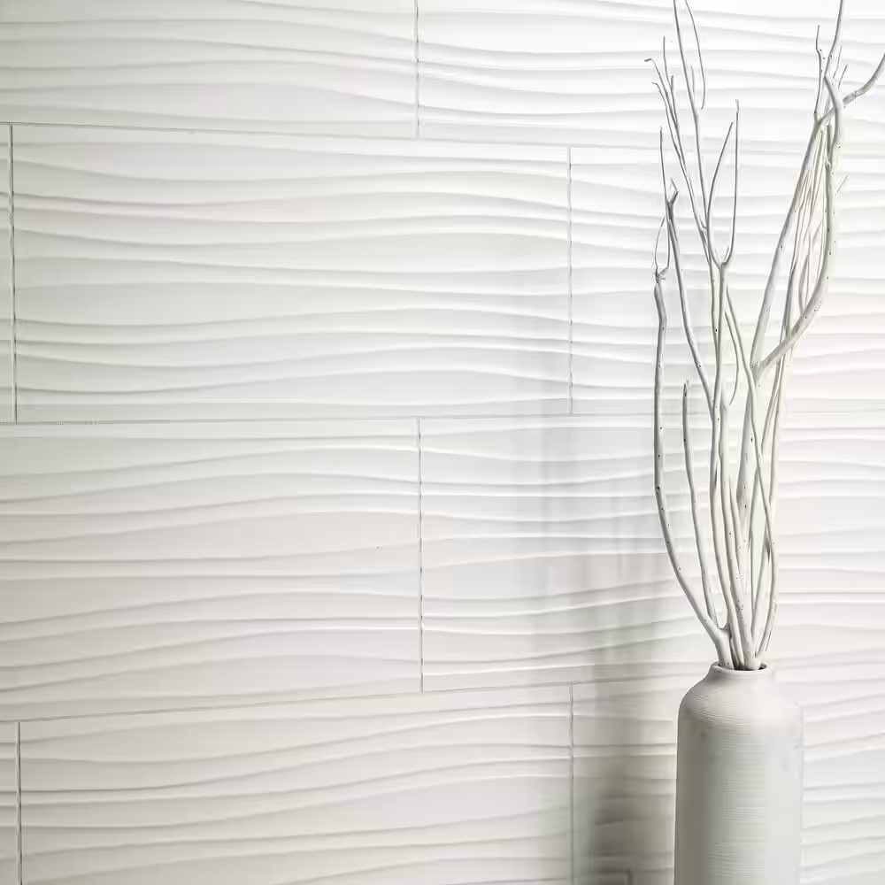 Sapheda Riptide 12x24 Satin White 3D Ceramic Wall Tile, NHDSAPRIP1224-N, 16sf, 8 pcs, 10mm, 58 lbs, FINAL PRICE: $1.29/sf, $20.64/box + Tax