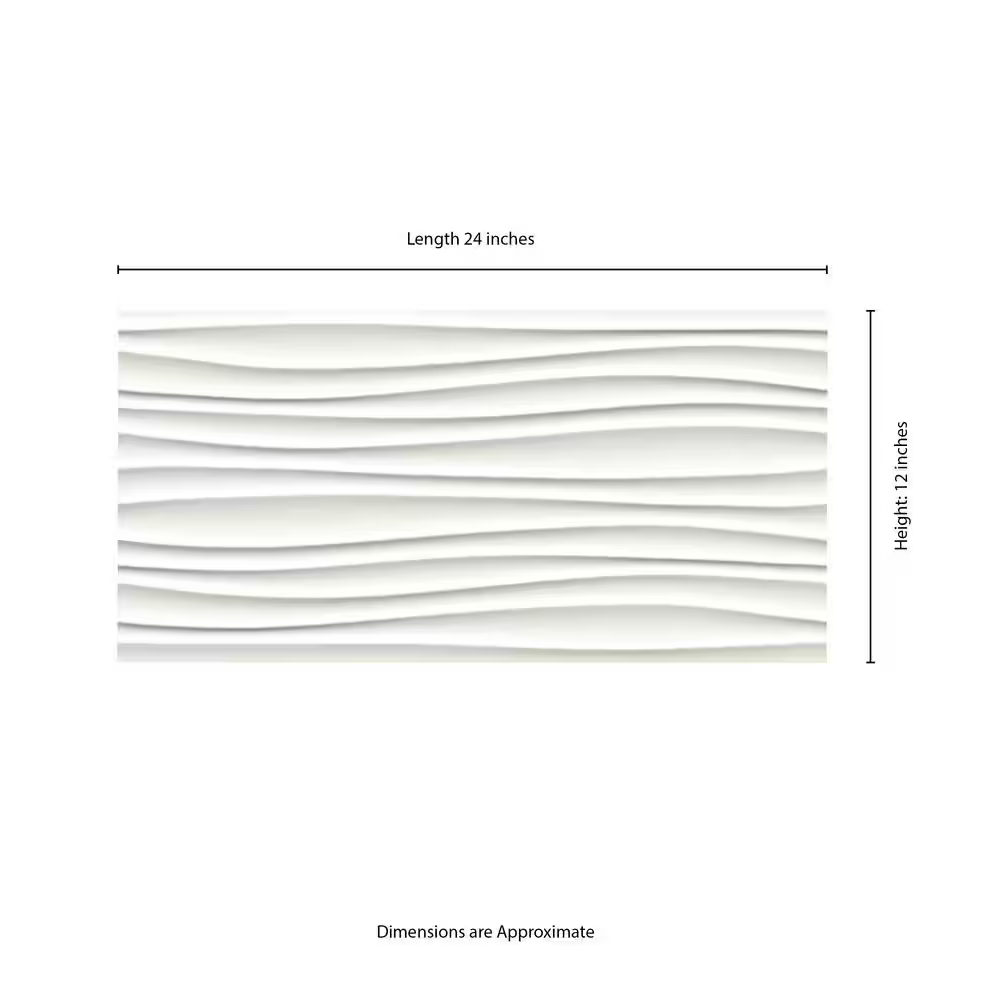 Sapheda Riptide 12x24 Satin White 3D Ceramic Wall Tile, NHDSAPRIP1224-N, 16sf, 8 pcs, 10mm, 58 lbs, FINAL PRICE: $1.29/sf, $20.64/box + Tax