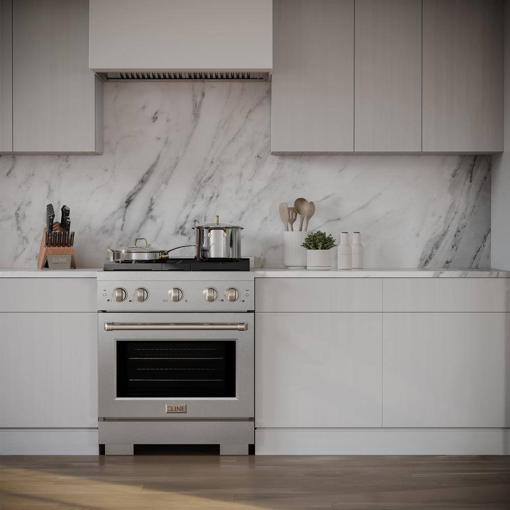 ZLINE KITCHEN & BATH Paramount 30-in Standard 4 burners Convection Oven Freestanding Dual Fuel Range (Satin Stainless Steel), SDRS30-A1 *JR2510, Retail: $3,299.99, FINAL PRICE: $1,999.99 + TAX